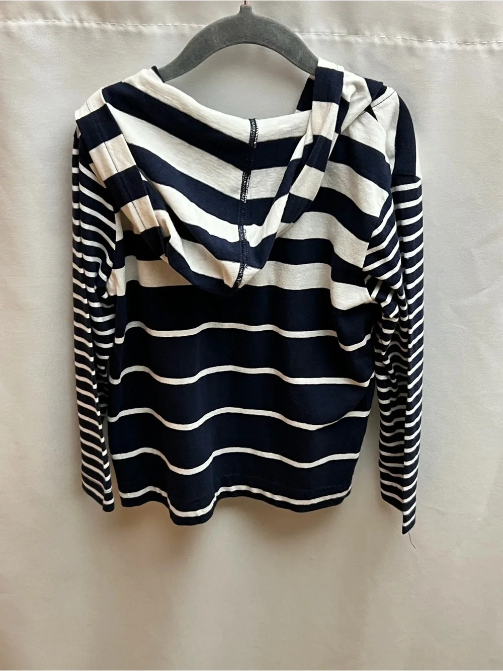 The Children’s Place Boys 4T Navy White Striped Hooded Henley Shirt Cotton